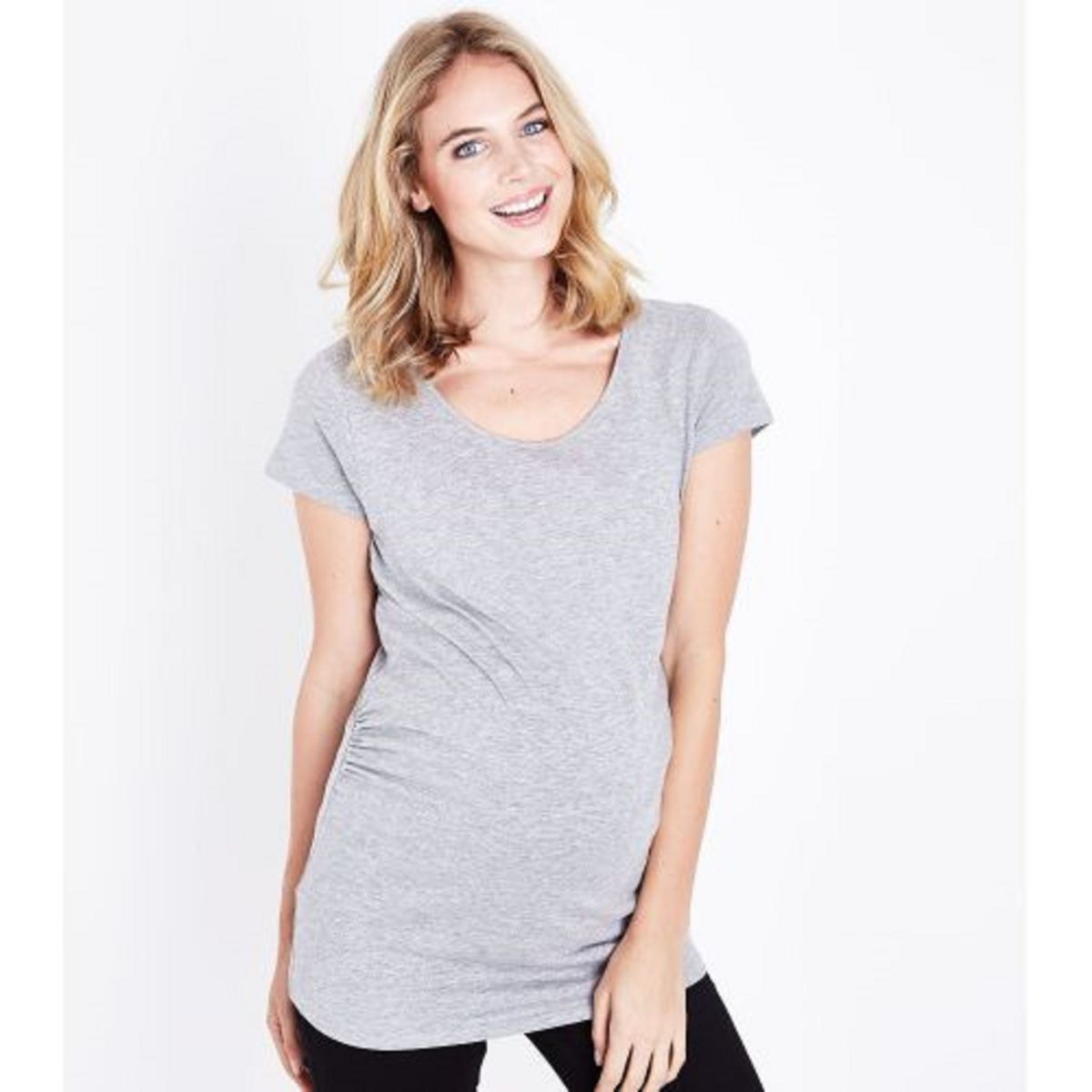 Scoop Neckline Grey Maternity Top