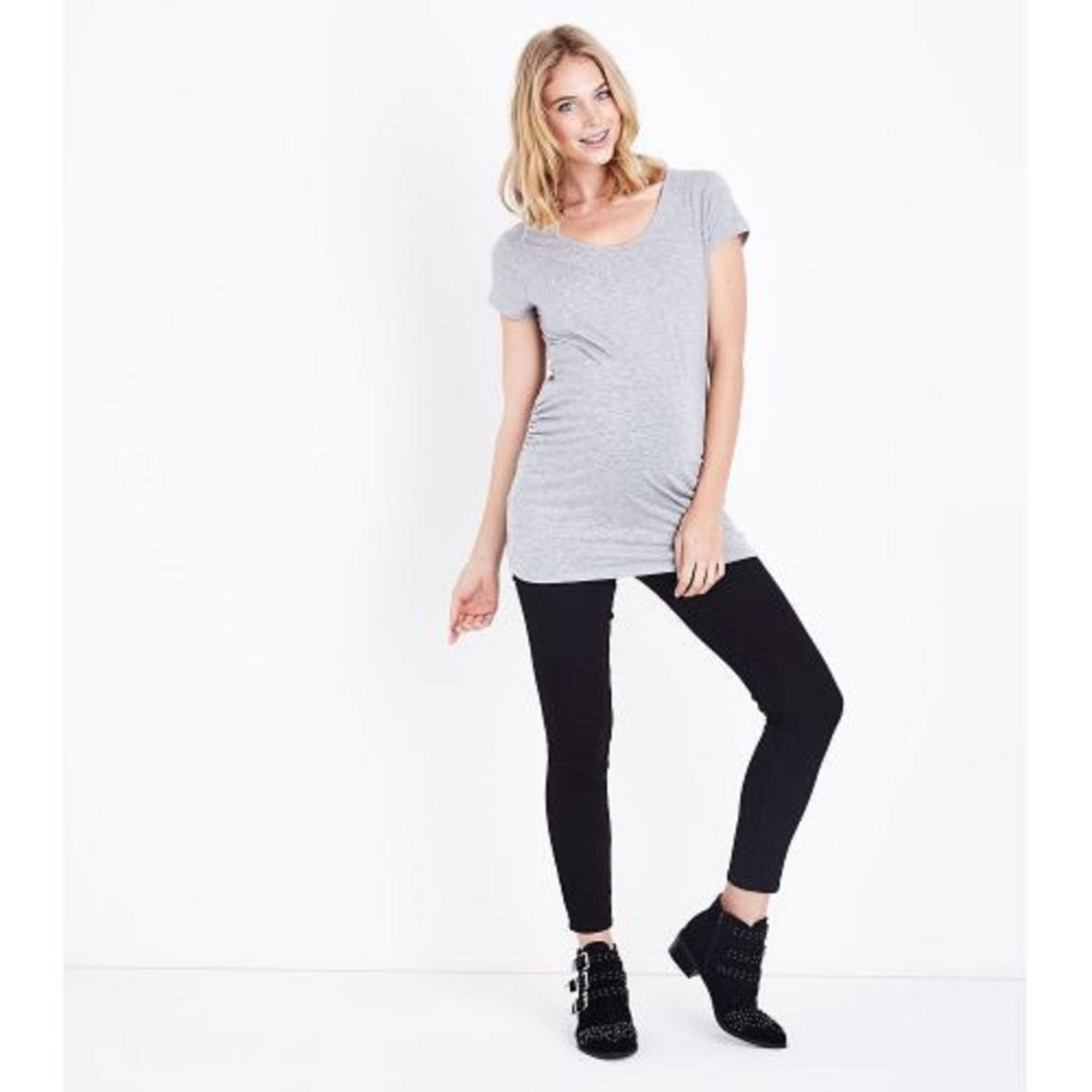 Scoop Neckline Grey Maternity Top