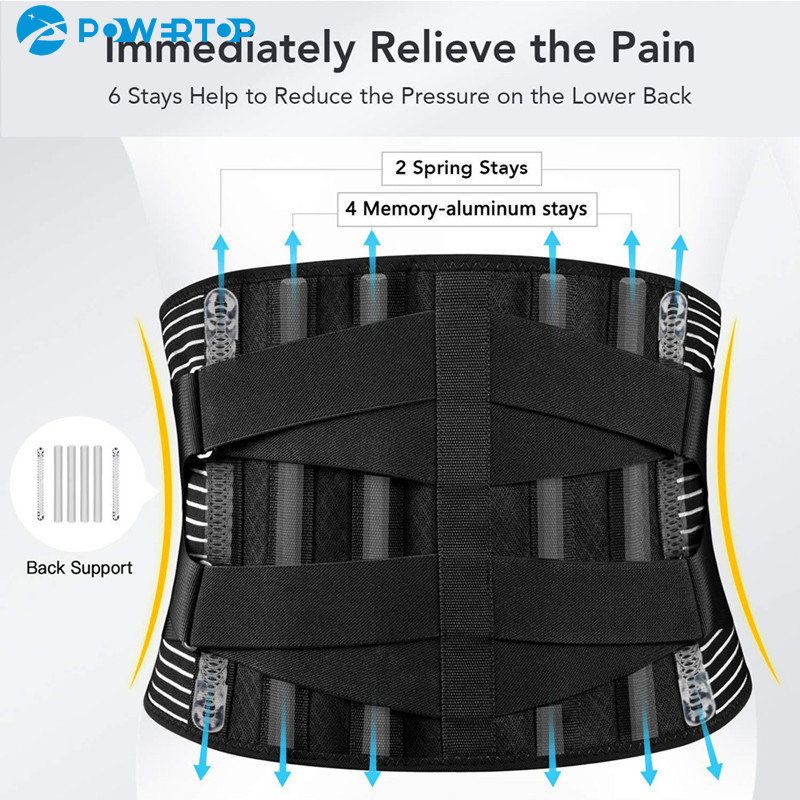 (Black)Medical Back Lumbar Support Belt Waist Orthopedic Brace Posture Men Women Corset Spine  JIN