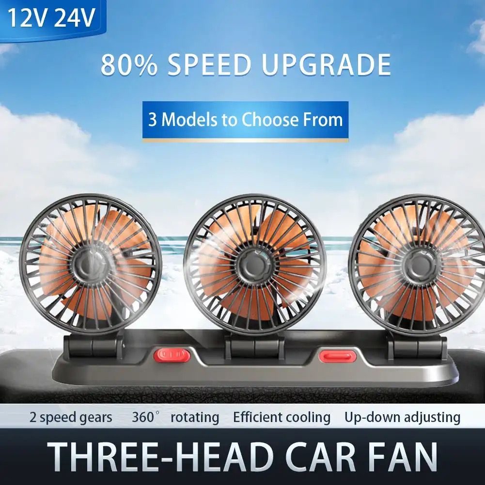 12v Car Cooling Fan Triple Head