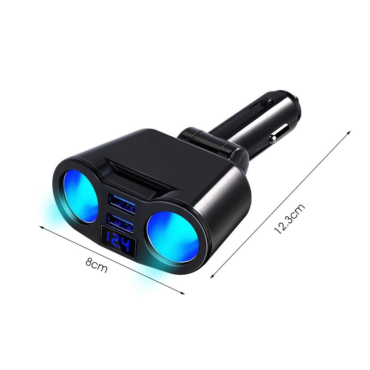 Charger Socket USB Car Socket Splitter Black