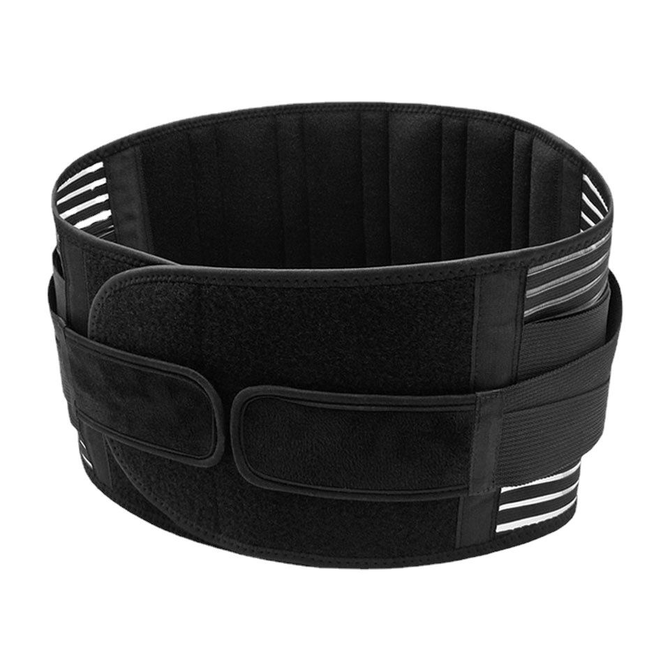 (Black)Breathable Waist Braces Back Support Belt Anti-skid Lumbar Support Belt With 16-hole Me JIN