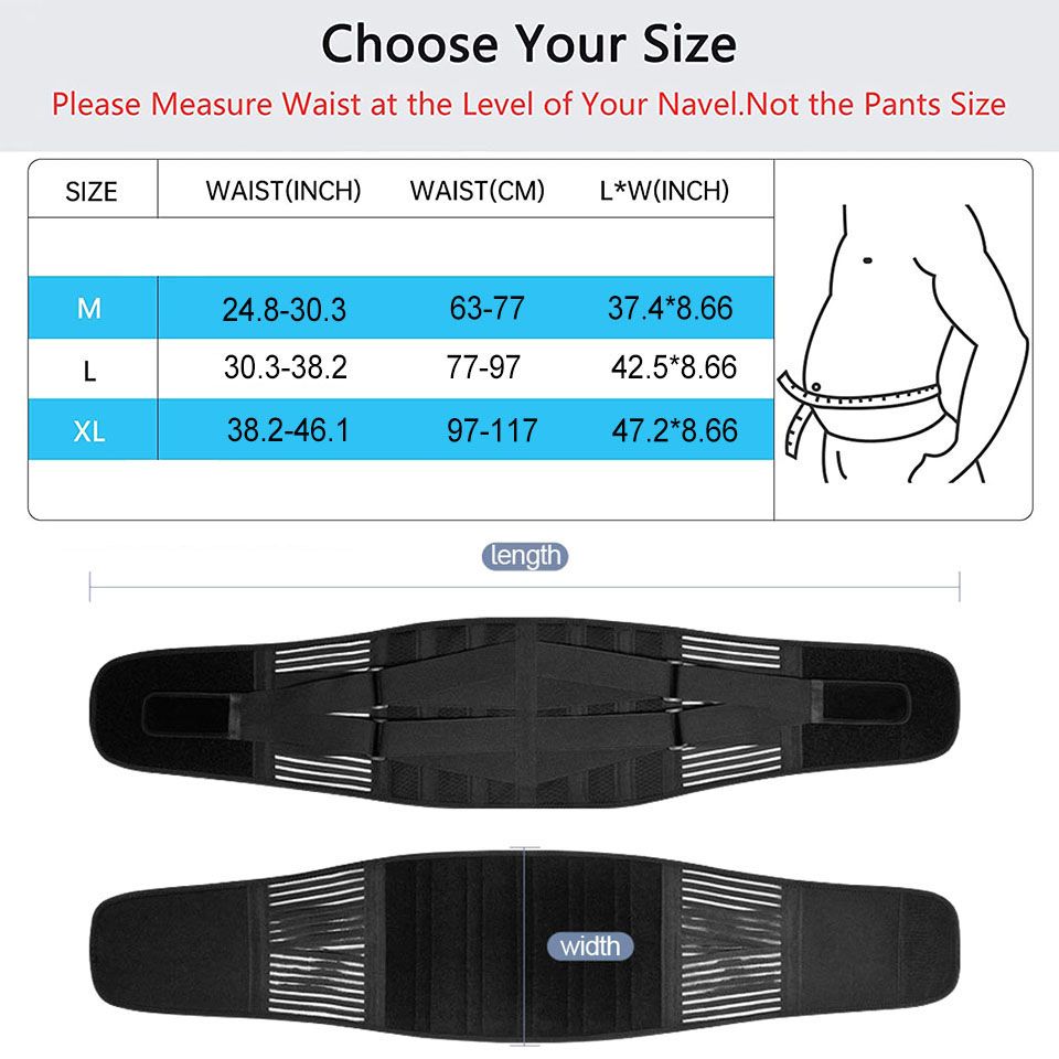 (Black)Breathable Waist Braces Back Support Belt Anti-skid Lumbar Support Belt With 16-hole Me JIN