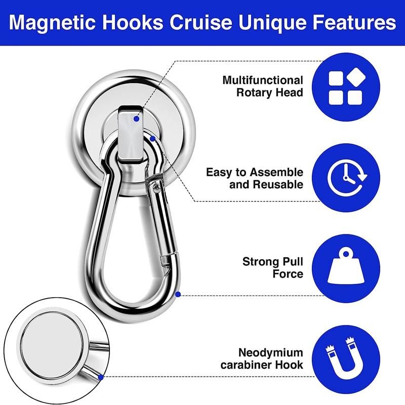 12 Pack Strong Magnetic Hooks, 60LBS Heavy Duty Magnet