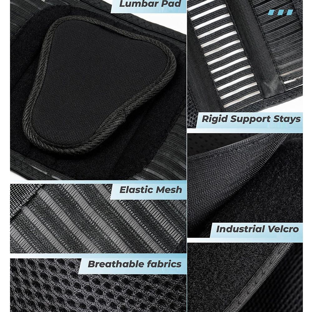 (Black)Back Support Belt Relief For Back Pain,Sciatica,Breathable Mesh Design With Lumbar Pad, JIN