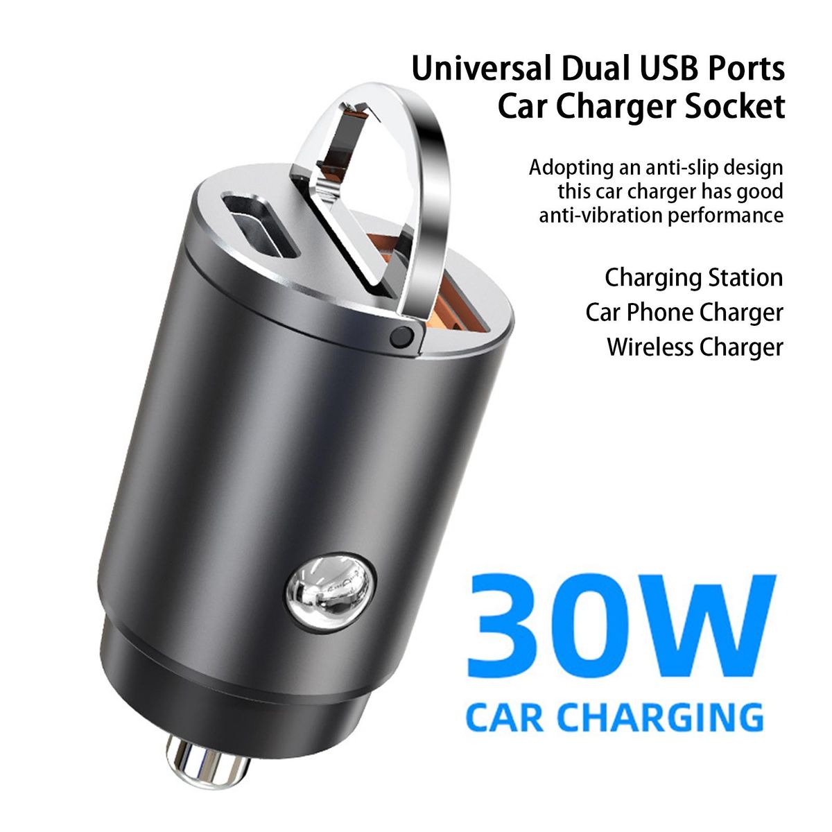 Car Phone Charger Dual Ports Car USB Charging Adapter Black
