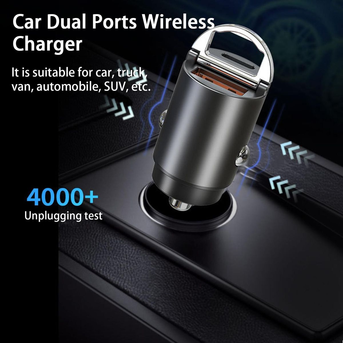 Car Phone Charger Dual Ports Car USB Charging Adapter Black