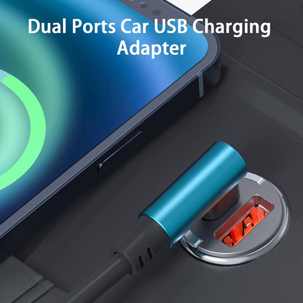 Car Phone Charger Dual Ports Car USB Charging Adapter Black