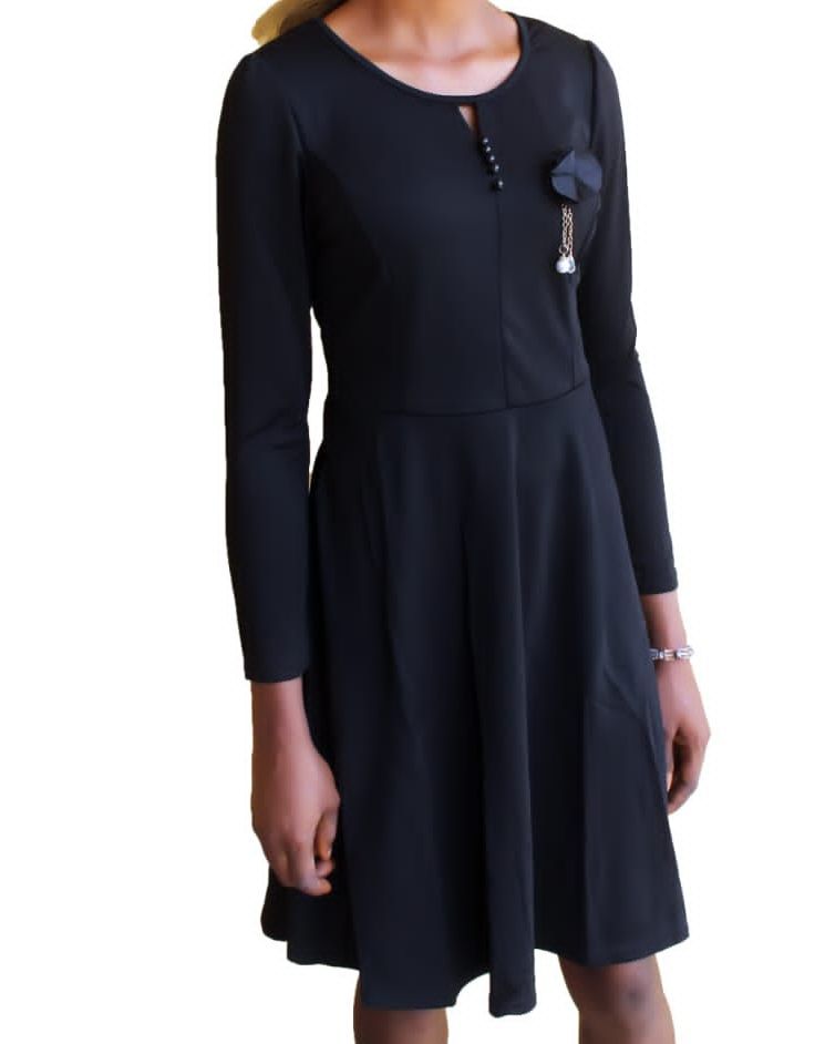 R Long Sleeve Elegance Midi Dress