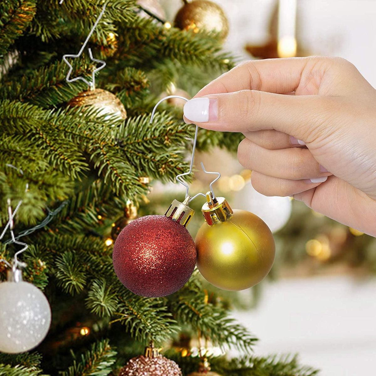 160Pcs Christmas Ornaments Hooks Star-Shaped Tree Hangers Metal Hanging Hooks for Hanging Christmas Tree Decorations