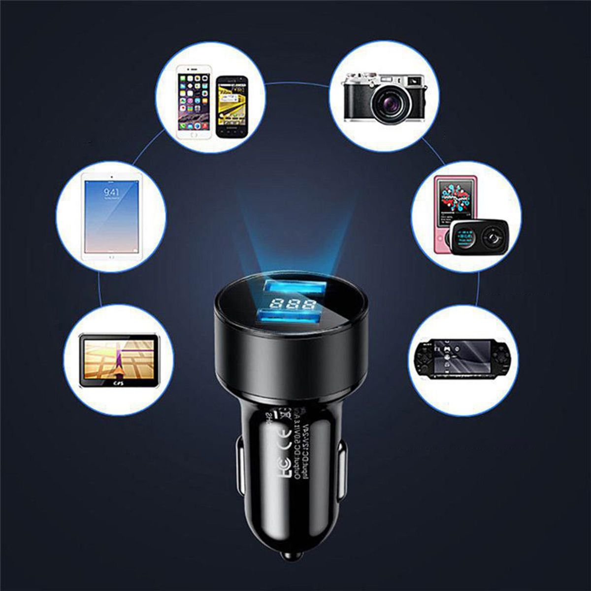 Car Charger Universal Dual USB Car-charger Adapter Black