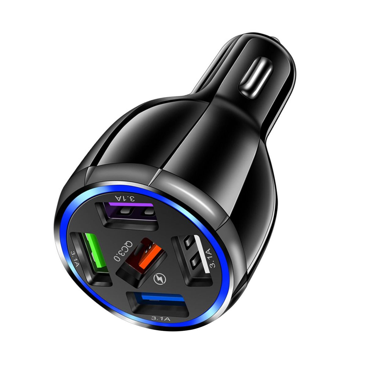 USB Charger 5 Ports Car Phone Charger Black