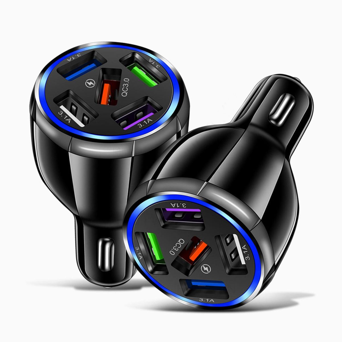 USB Charger 5 Ports Car Phone Charger Black