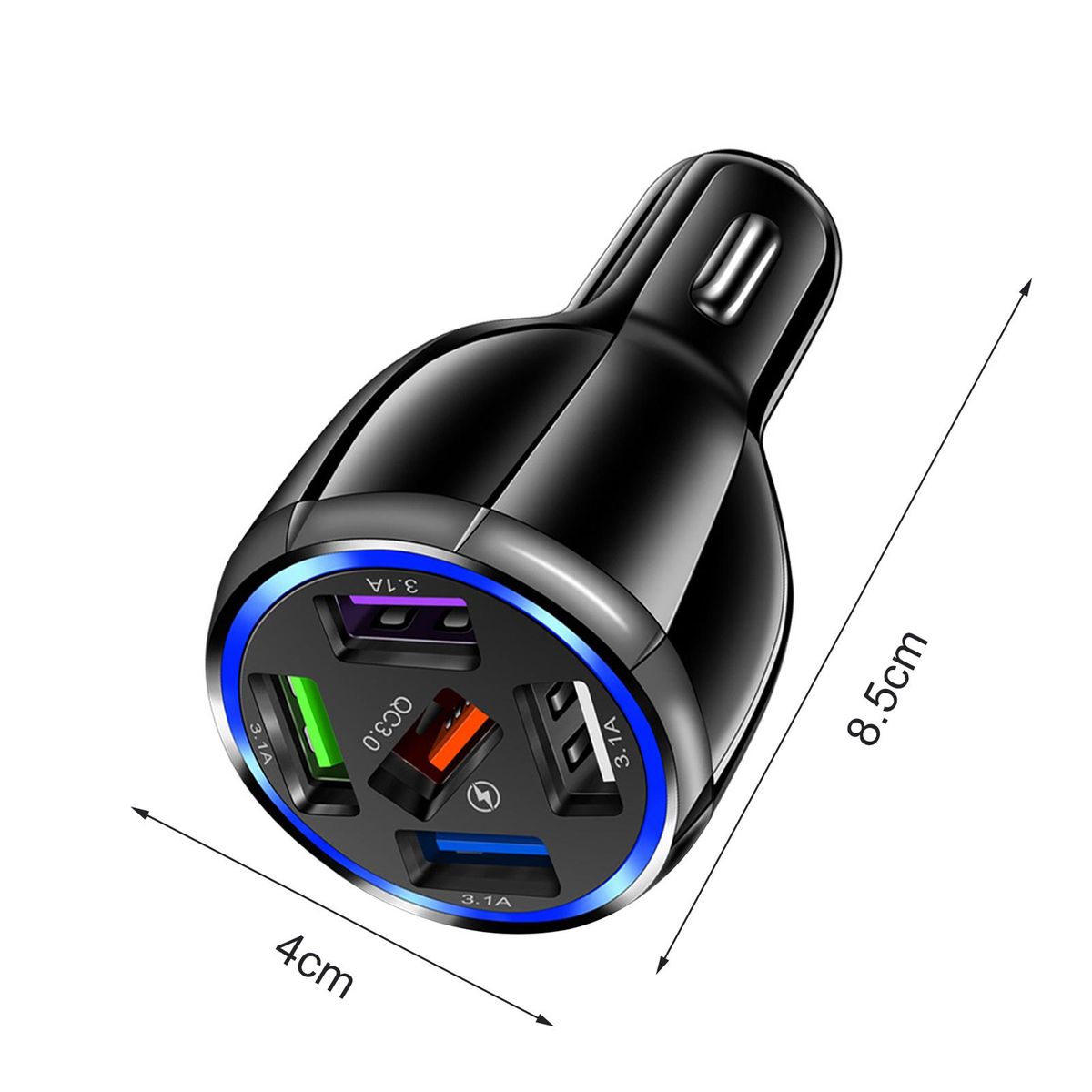 USB Charger 5 Ports Car Phone Charger Black