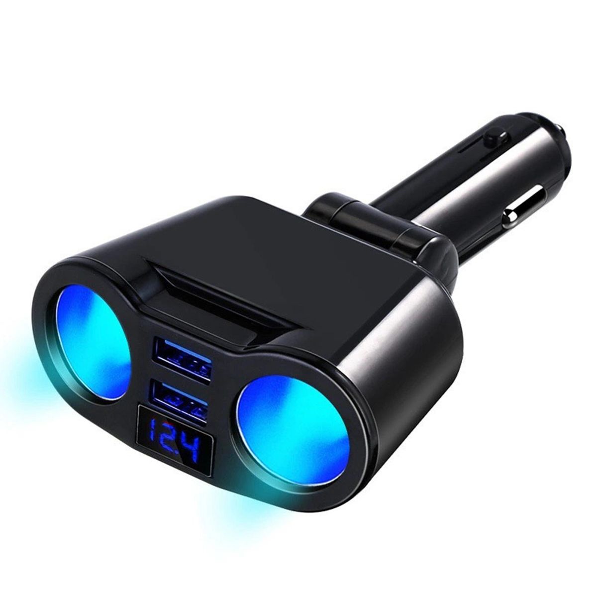 Power Charger Splitter Car Charger Power Adapter Car Styling Black
