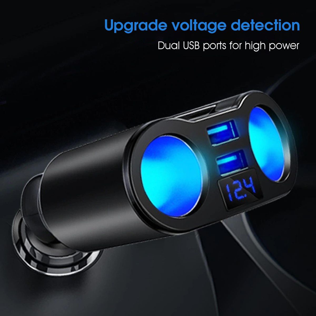 Power Charger Splitter Car Charger Power Adapter Car Styling Black