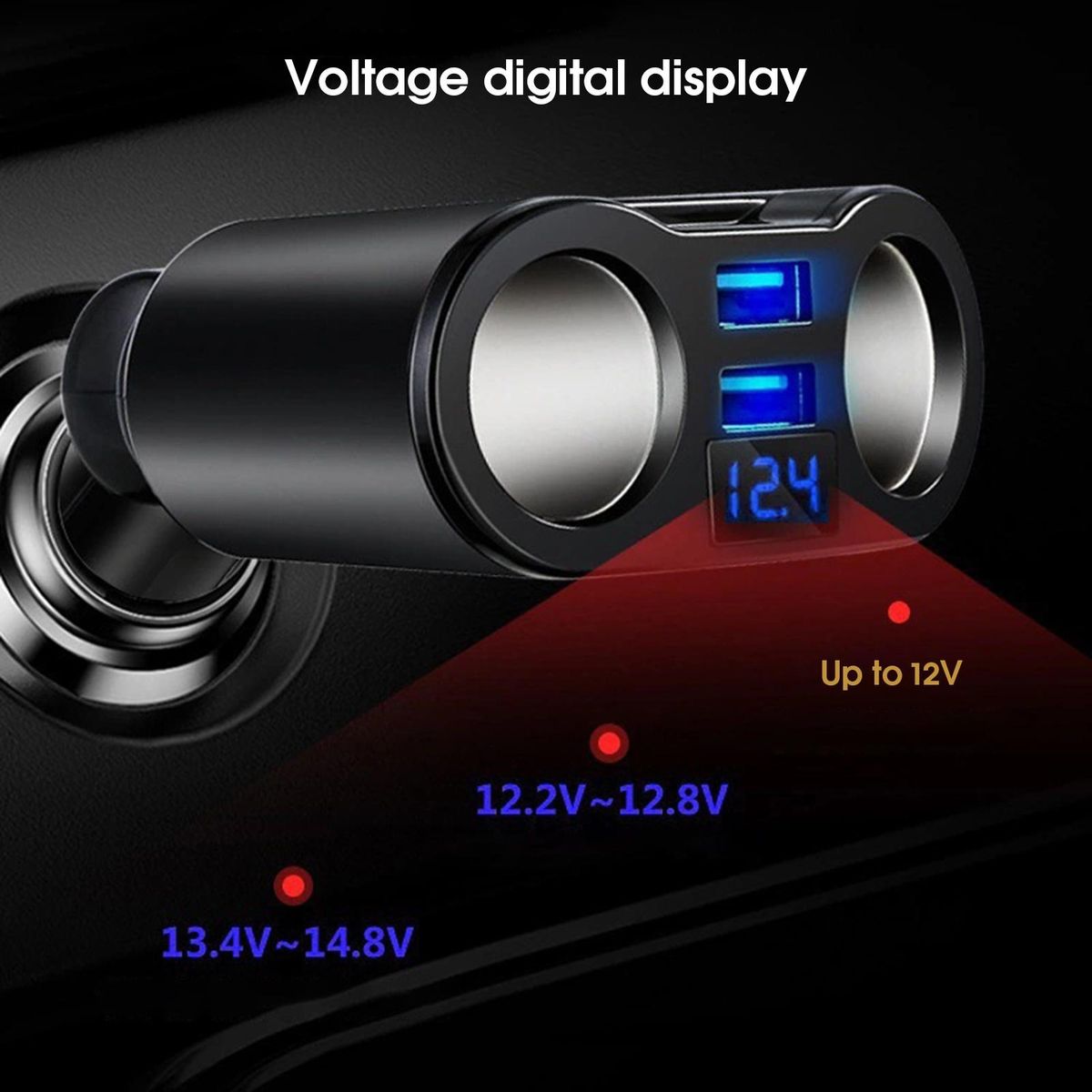 Power Charger Splitter Car Charger Power Adapter Car Styling Black