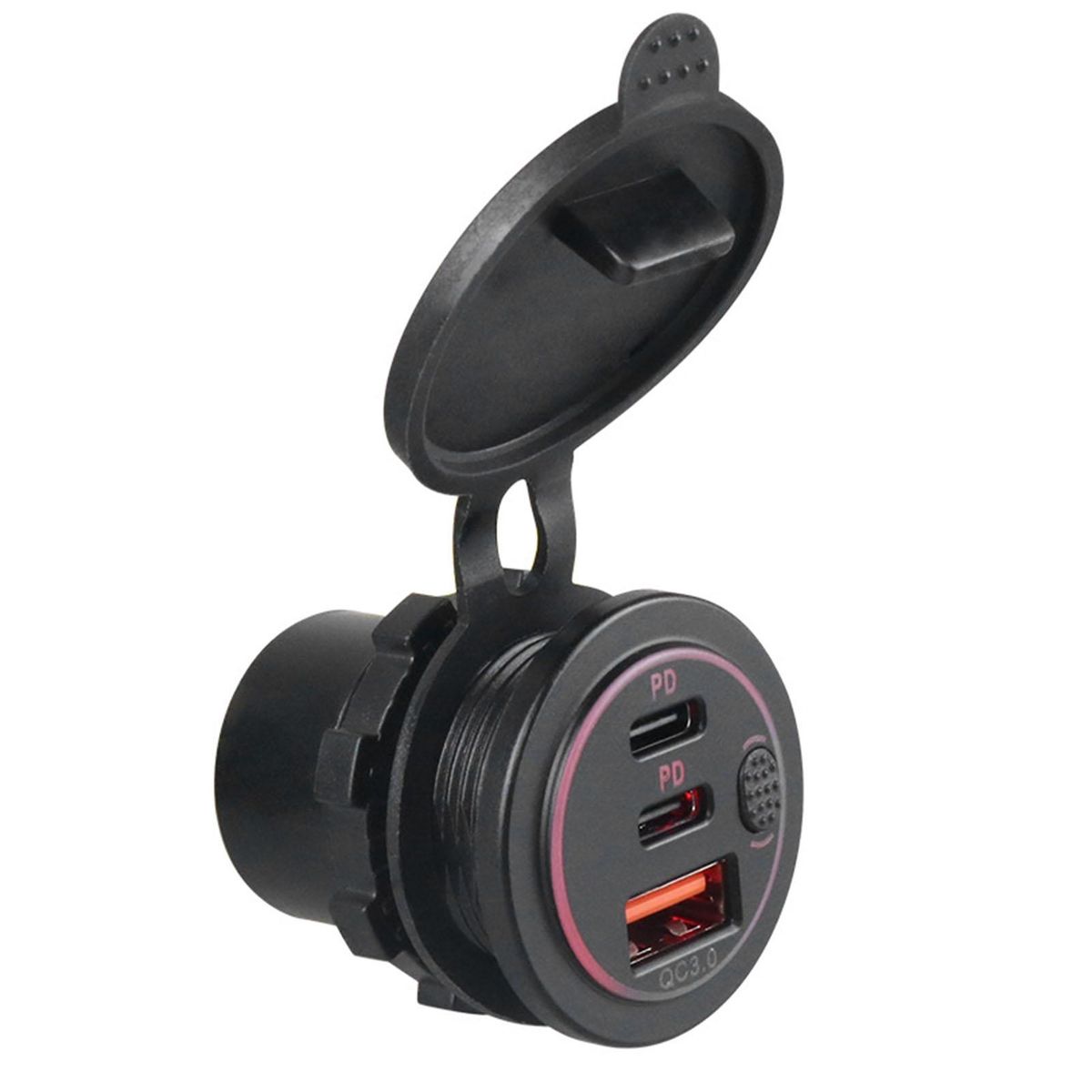 USB Car Charger Three Port Fast Car Adapter Red