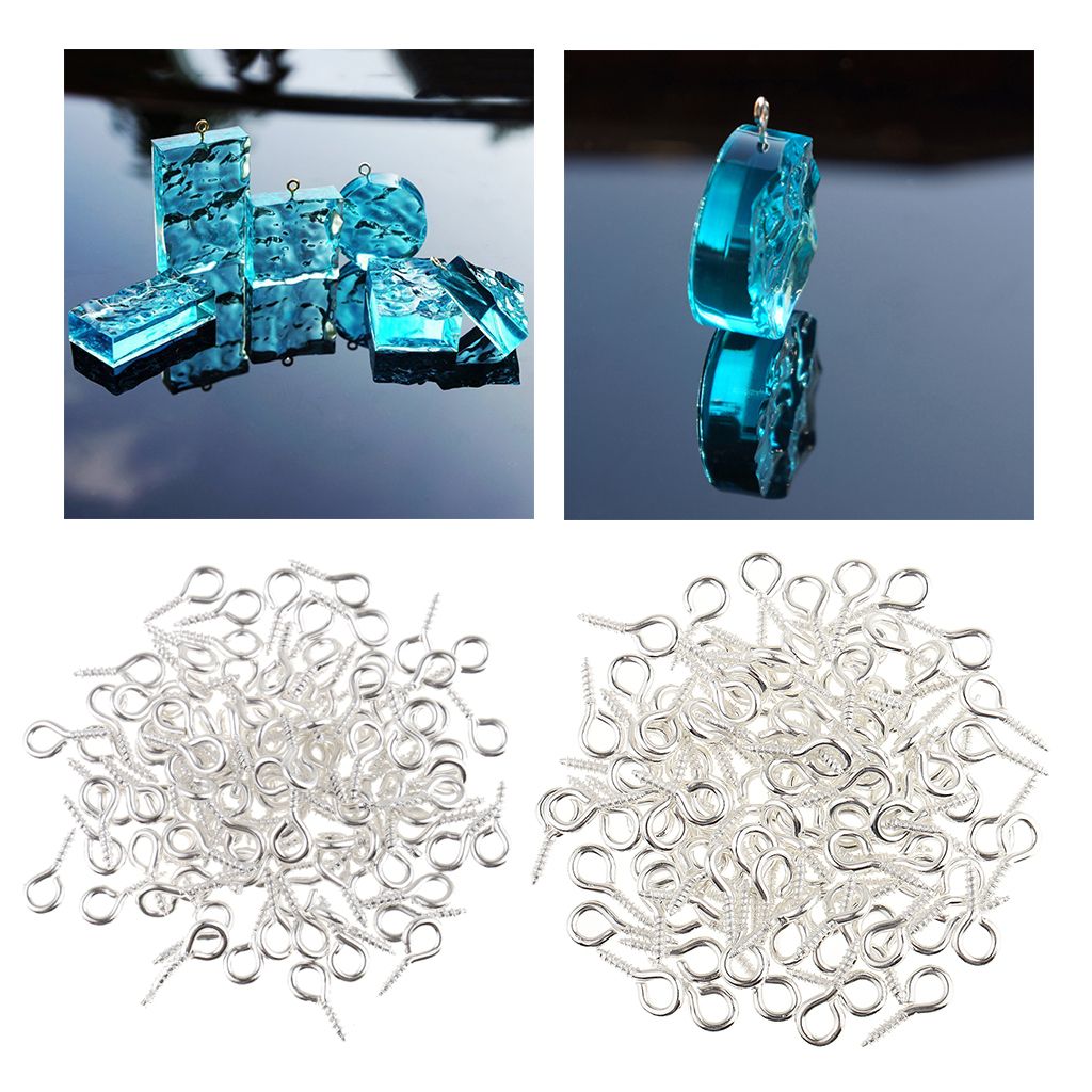 200x Silver Metal Hoop Eye Pins Screws Findings For Jewelry Making