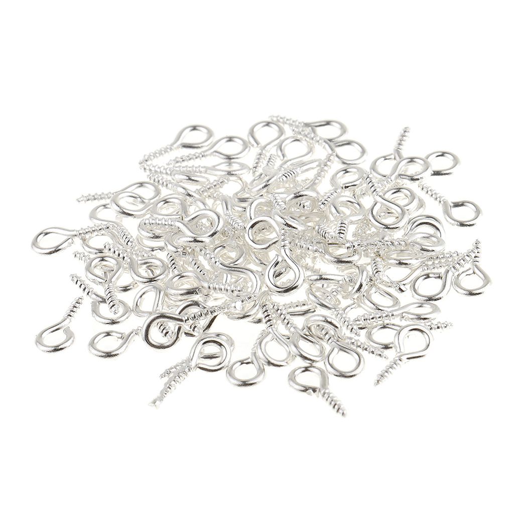 200x Silver Metal Hoop Eye Pins Screws Findings For Jewelry Making
