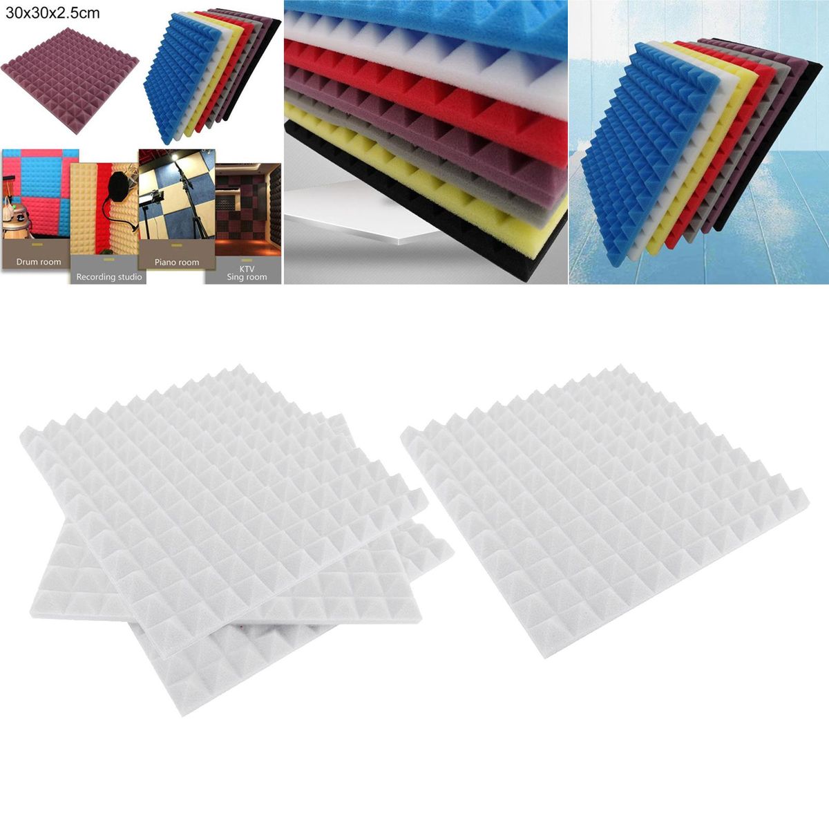 4 Pcs Acoustic Foam Panels,SoundProof Padding Foam White