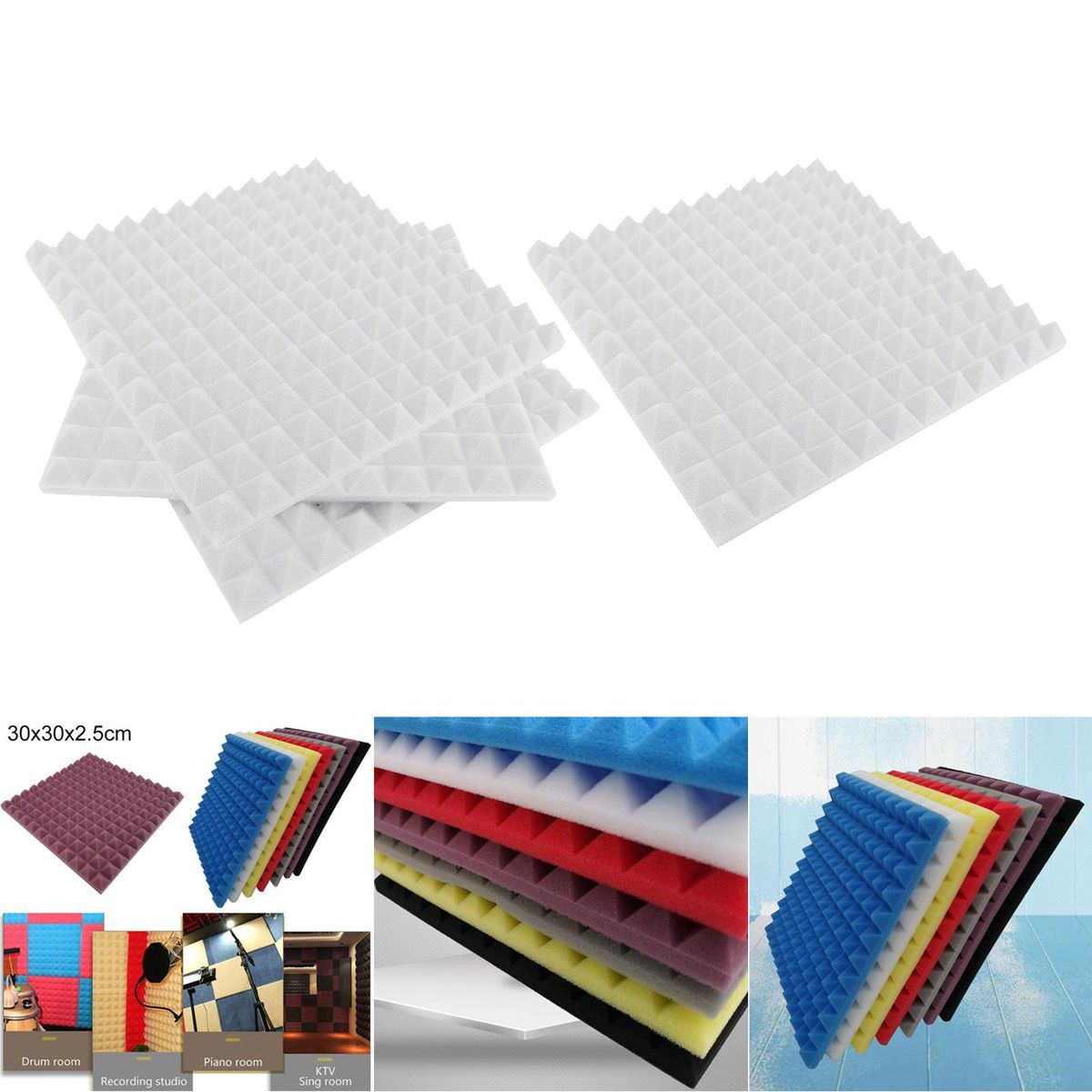 4 Pcs Acoustic Foam Panels,SoundProof Padding Foam White