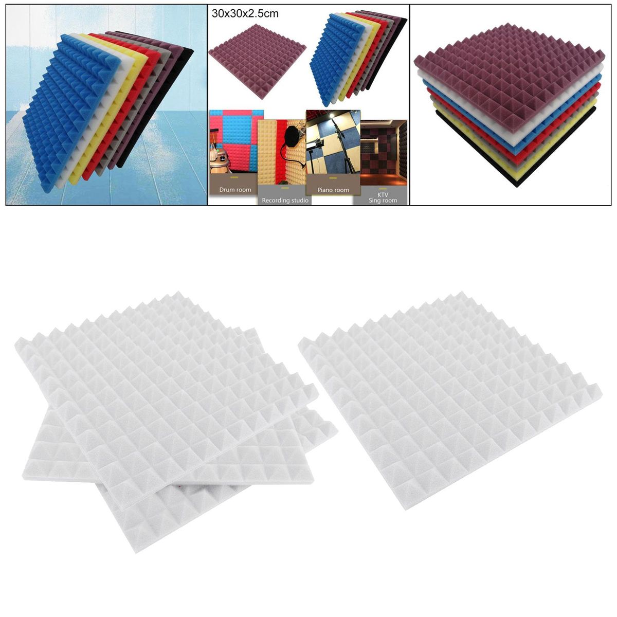 4 Pcs Acoustic Foam Panels,SoundProof Padding Foam White