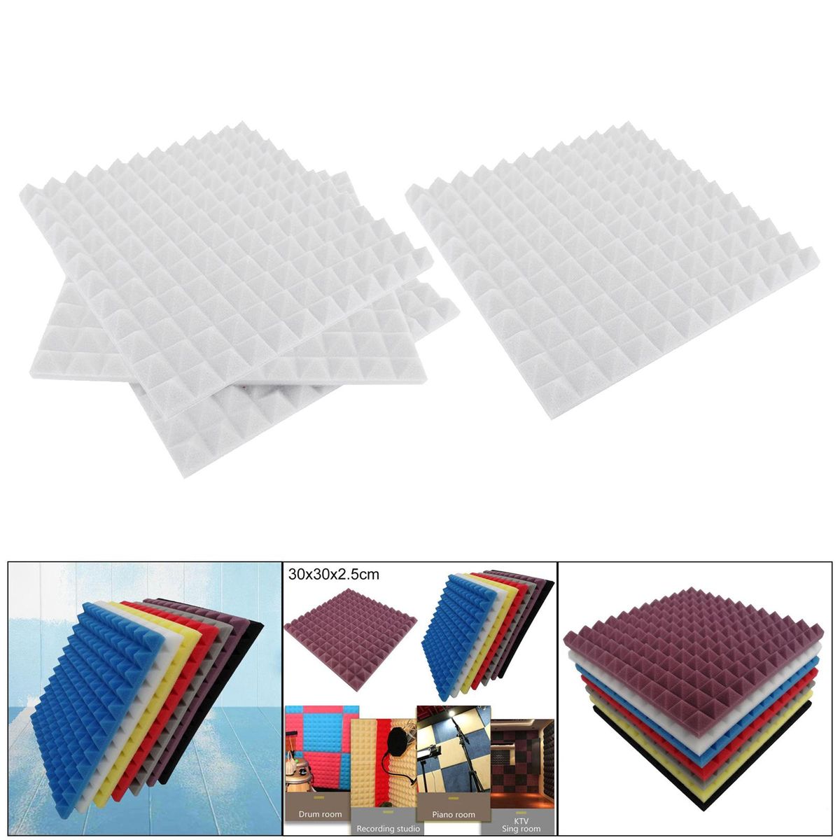 4 Pcs Acoustic Foam Panels,SoundProof Padding Foam White