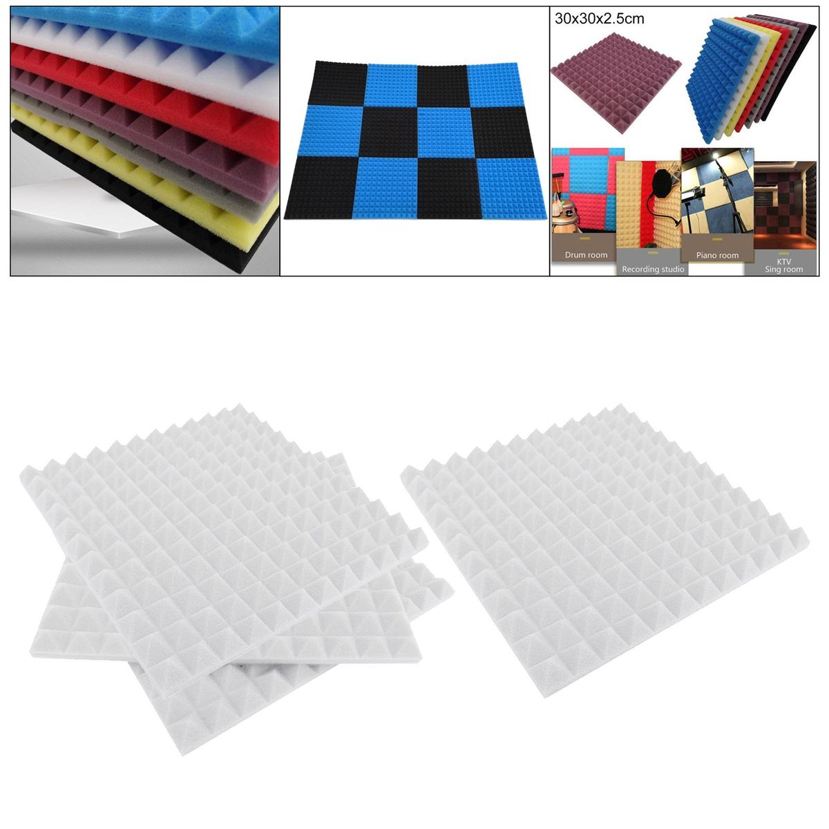 4 Pcs Acoustic Foam Panels,SoundProof Padding Foam White
