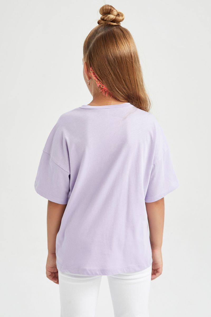 Girl - Regular Fit Knitted Short Sleeve Body - Purple