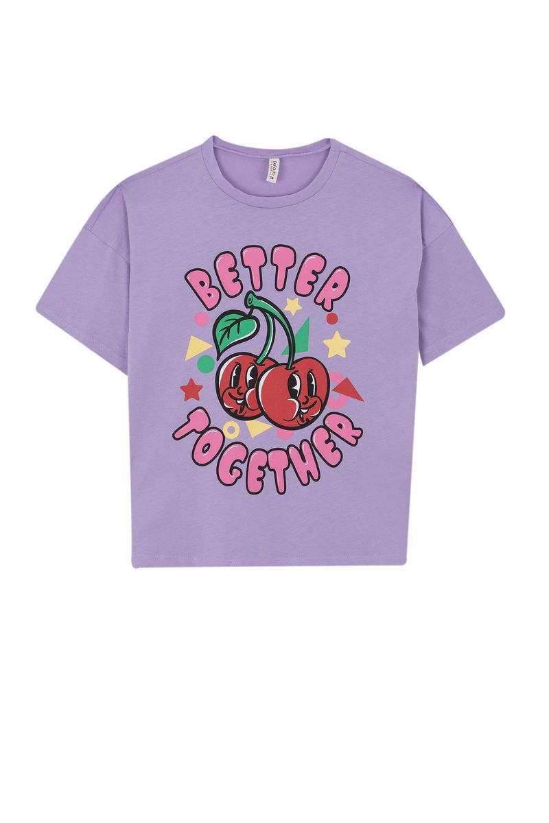 Girl - Regular Fit Knitted Short Sleeve Body - Purple