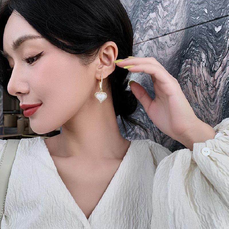 Heart Pearl Bridal Wedding Drop Dangle Earrings For  Women And Ladies