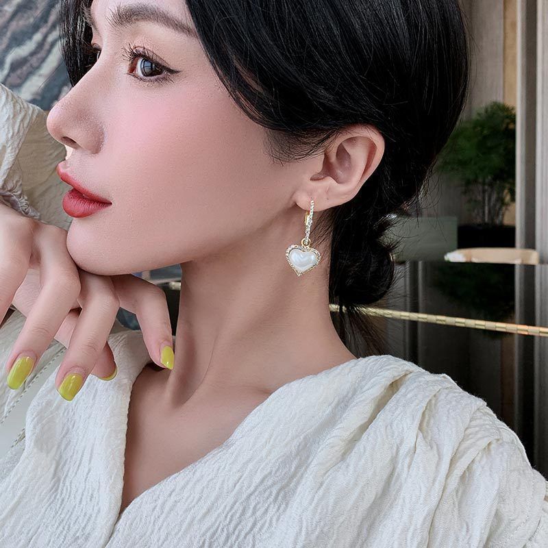 Heart Pearl Bridal Wedding Drop Dangle Earrings For  Women And Ladies