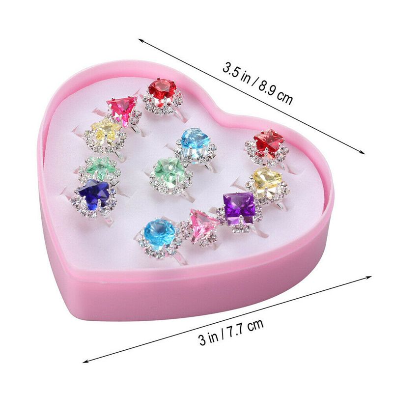 12X Kids Child Girl Diamate Ring Set Adjustable Crystal Rings Costume Jewellery