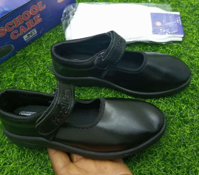 Back To School Children Shoes -Black With Free Socks