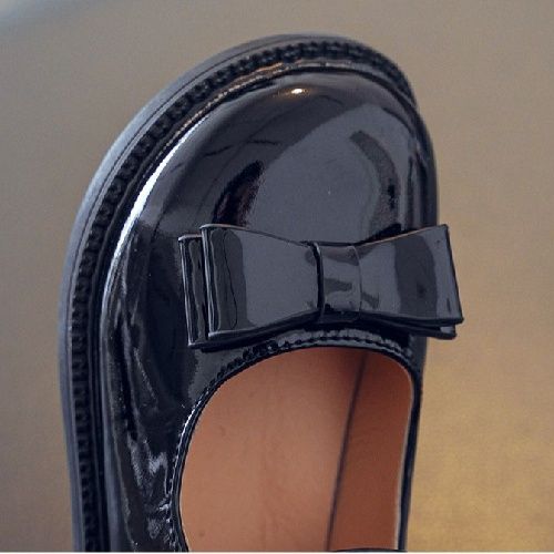 Girls Quality  School Shoes - Black