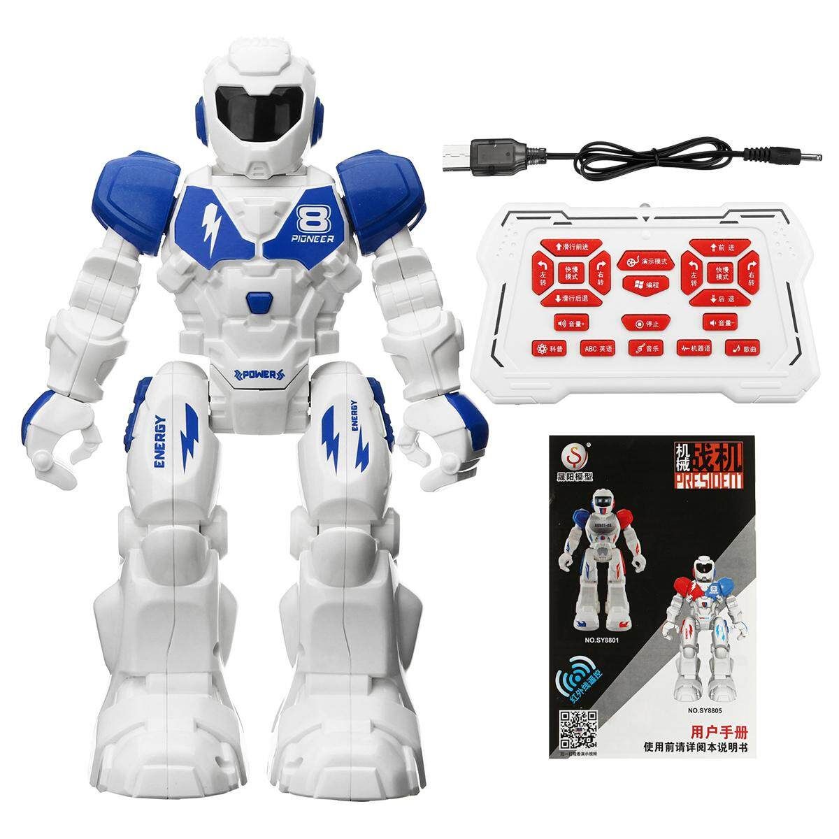 Intelligent Remote Control Programmable Robot Singing And Dancing Kids Gift Toy Blue