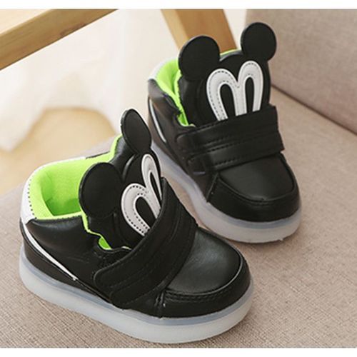 Children's Luminous Shoes LED Cartoon Sneaker-Black