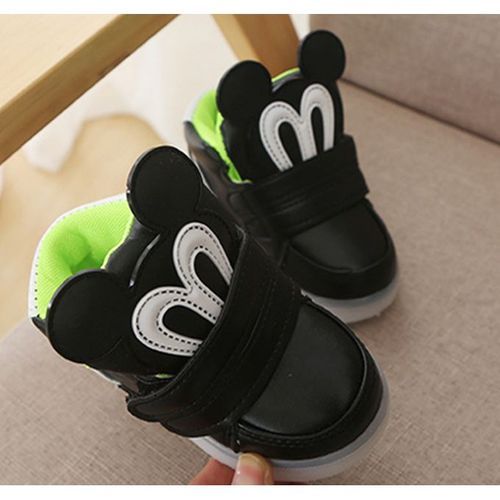 Children's Luminous Shoes LED Cartoon Sneaker-Black