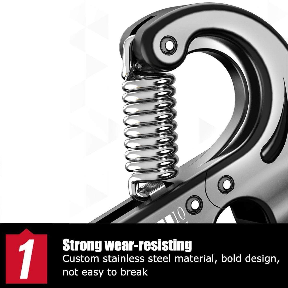 22-132 Lb Adjustable R Shape Non-slip Hand Grip Fitness Pinch Meter Portable Hand Expander Gripper Tool 10-60 Kg Black