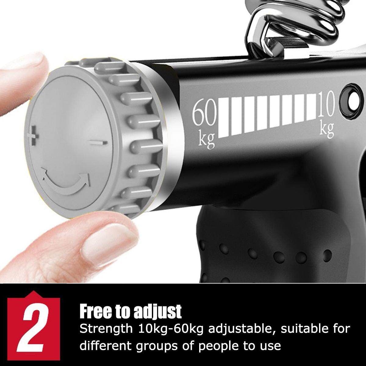 22-132 Lb Adjustable R Shape Non-slip Hand Grip Fitness Pinch Meter Portable Hand Expander Gripper Tool 10-60 Kg Black