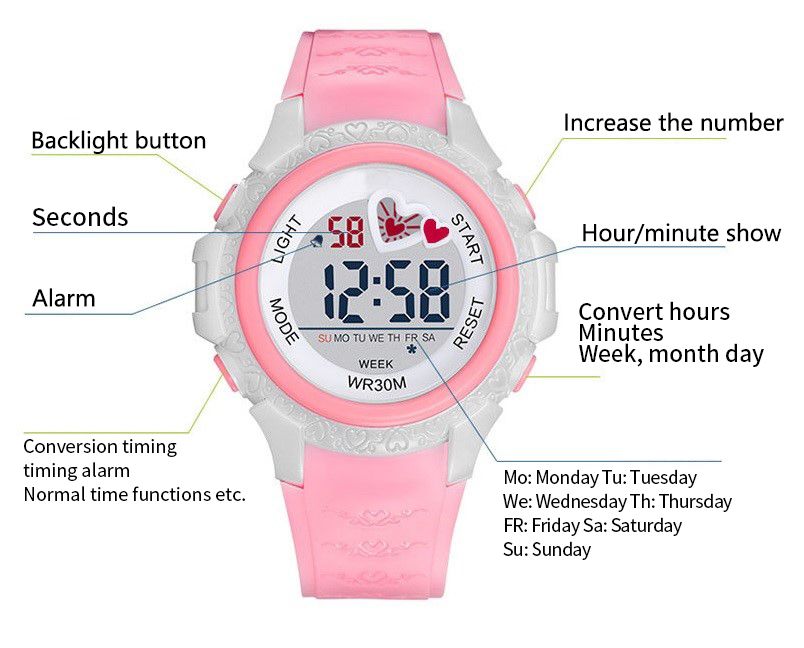 Waterproof Children Boys Digital LED Sports Watch
