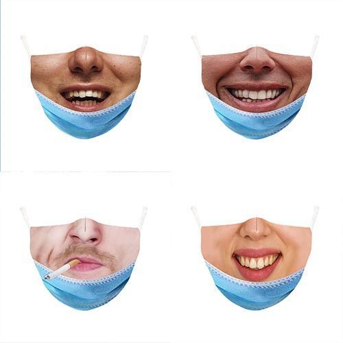 3D Breathable And Dustproof Funny Washable Mask 8 Piece