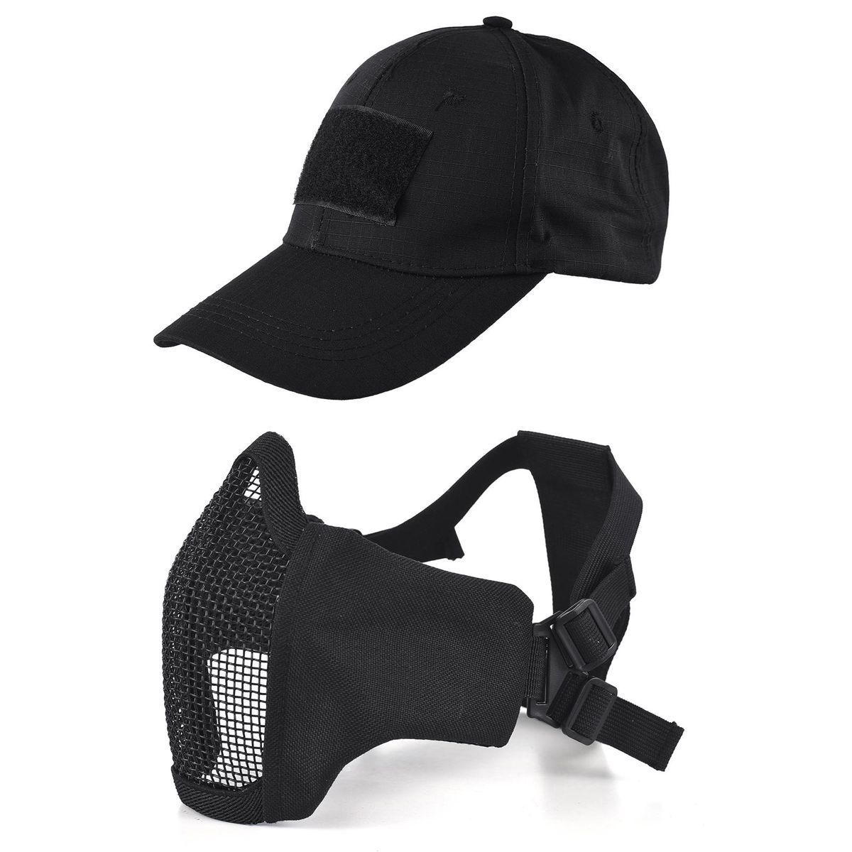Foldable Airsoft Mesh Mask Outdoor Hunting Protective Face Mask with Baseball Cap