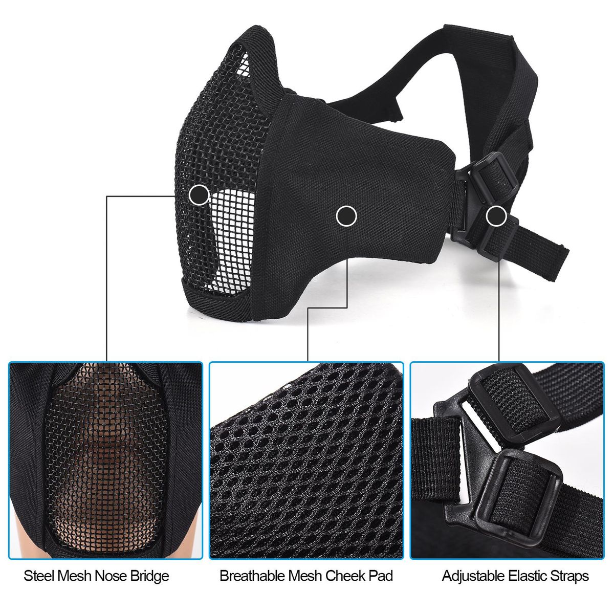 Foldable Airsoft Mesh Mask Outdoor Hunting Protective Face Mask with Baseball Cap