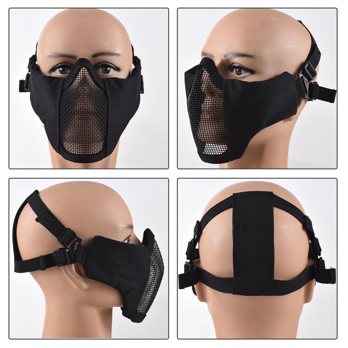 Foldable Airsoft Mesh Mask Outdoor Hunting Protective Face Mask with Baseball Cap