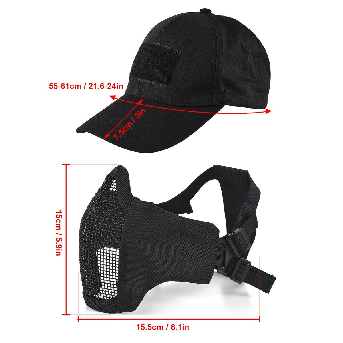 Foldable Airsoft Mesh Mask Outdoor Hunting Protective Face Mask with Baseball Cap