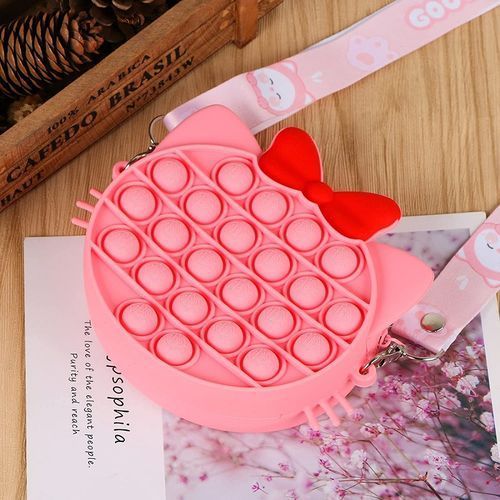 Pop Shoulder Bag Fidget Toy Pink Cute Cat Pop Fidget Bag