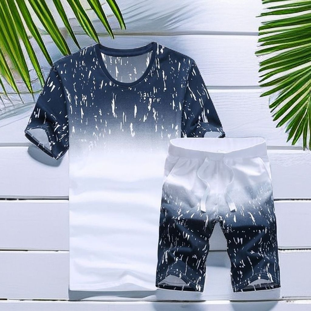 Men's 2 In 1 Short Sleeve T-Shirt & Shorts Set - Navy