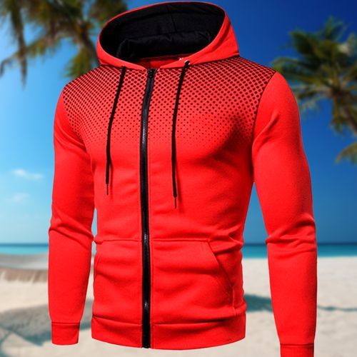 Men's Trendy Zipper Lightweight Windbreaker Varsity Jackets Casual Coat - Red